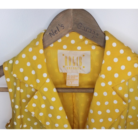 Vintage Pinup Yellow Polka Dot Shorts Romper 3 Junior - Picture 2 of 6